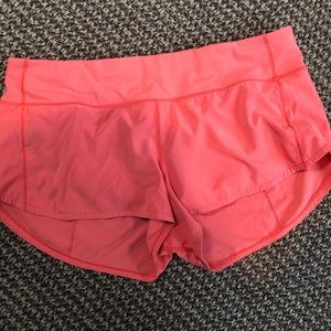 Coral lulu lemon running shorts